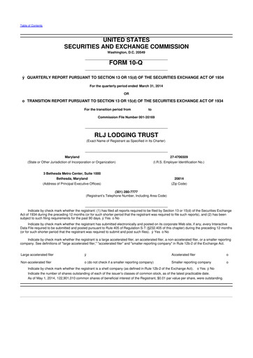 Thumbnail RLJ Lodging Trust 10-Q Quarterly Report FY2014 
