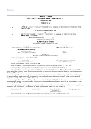 Thumbnail RLJ Lodging Trust 10-K Annual Report 2014