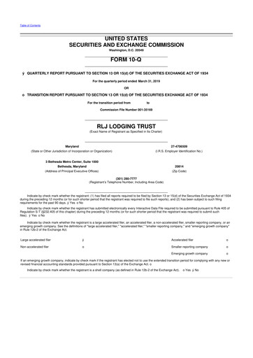Thumbnail RLJ Lodging Trust 10-Q Quarterly Report FY2019 
