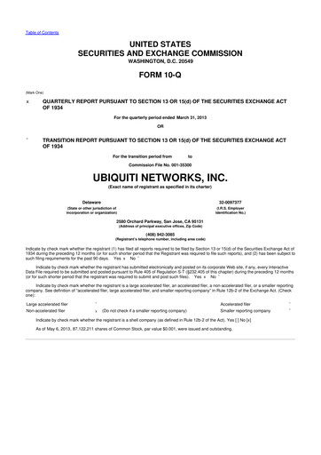 Thumbnail Ubiquiti 10-Q Quarterly Report FY2013 