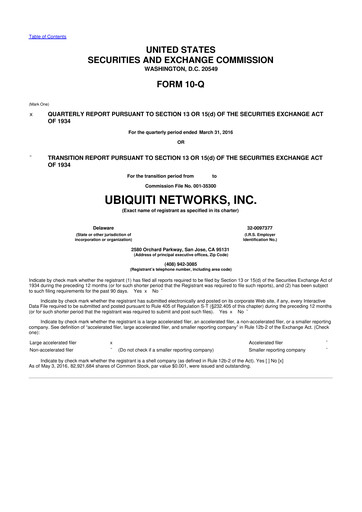 Thumbnail Ubiquiti 10-Q Quarterly Report FY2016 