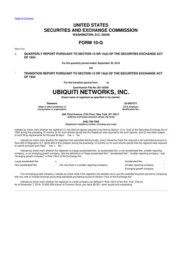 Thumbnail Ubiquiti 10-Q Quarterly Report FY2019 