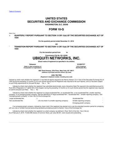 Thumbnail Ubiquiti 10-Q Quarterly Report FY2019 