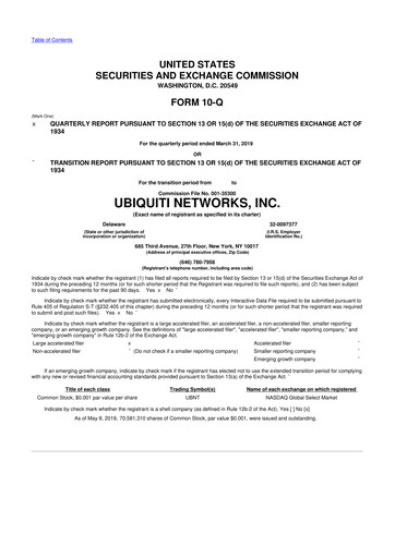 Thumbnail Ubiquiti 10-Q Quarterly Report FY2019 