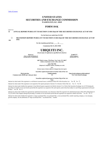 Thumbnail Ubiquiti 10-K Annual Report 2021