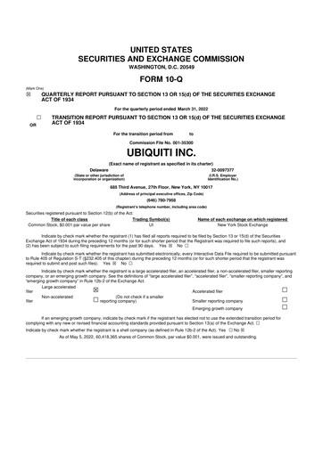 Thumbnail Ubiquiti 10-Q Quarterly Report FY2022 