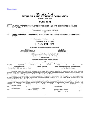 Thumbnail Ubiquiti 10-Q Quarterly Report FY 