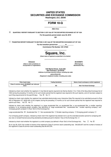 Thumbnail Block 10-Q Quarterly Report FY2019 