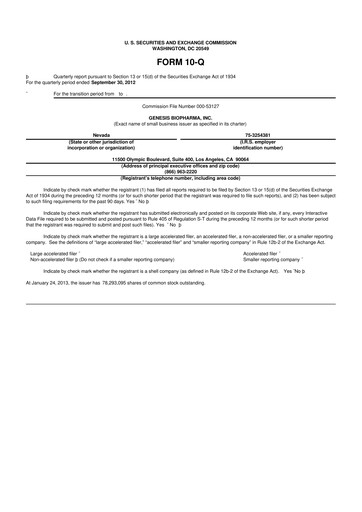 Miniature Iovance Biotherapeutics
 10-Q Rapport trimestriel 2012 