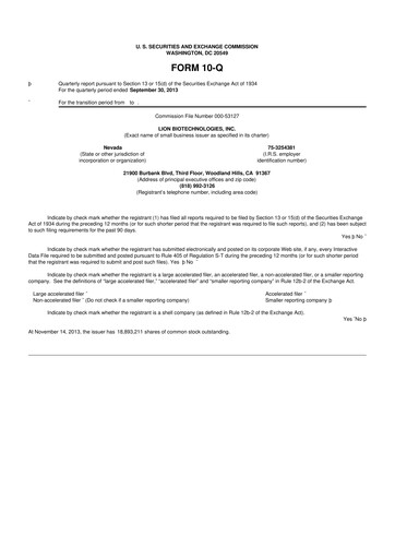 Miniature Iovance Biotherapeutics
 10-Q Rapport trimestriel 2013 