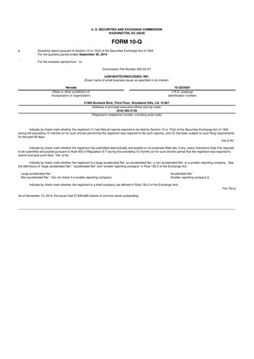 Miniature Iovance Biotherapeutics
 10-Q Rapport trimestriel 2014 