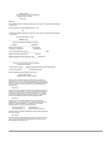 Vorschaubild Biomerica 10-Q Quartalsbericht  