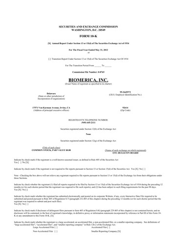 Thumbnail Biomerica 10-K Annual Report 2012