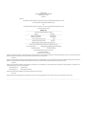 Vorschaubild Biomerica 10-Q Quartalsbericht 2015 