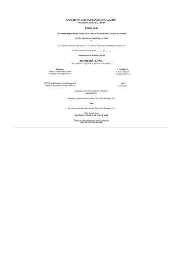 Thumbnail Biomerica 10-K Annual Report 2015