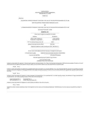 Vorschaubild Biomerica 10-Q Quartalsbericht 2016 