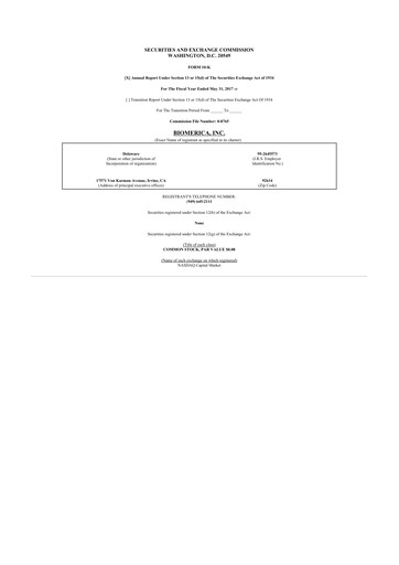 Thumbnail Biomerica 10-K Annual Report 2017