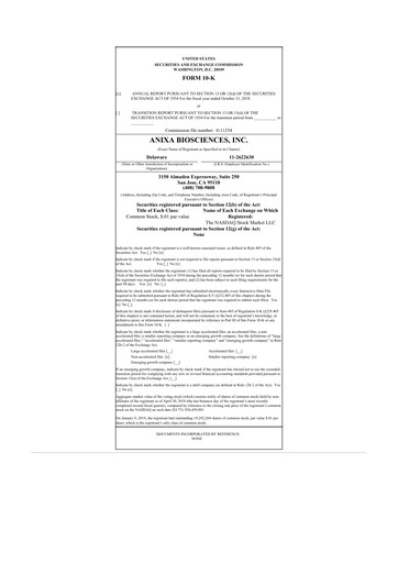 Thumbnail Anixa Biosciences 10-K Annual Report 2018