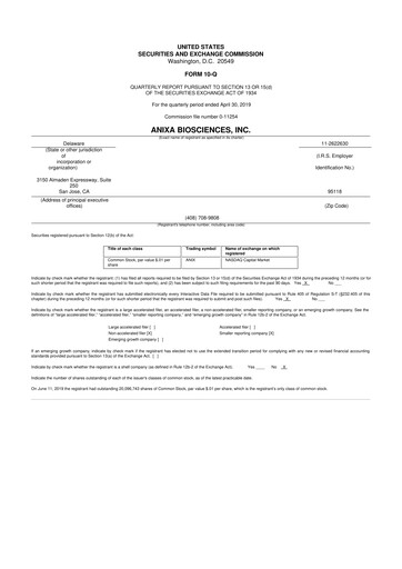 Vorschaubild Anixa Biosciences 10-Q Quartalsbericht 2019 