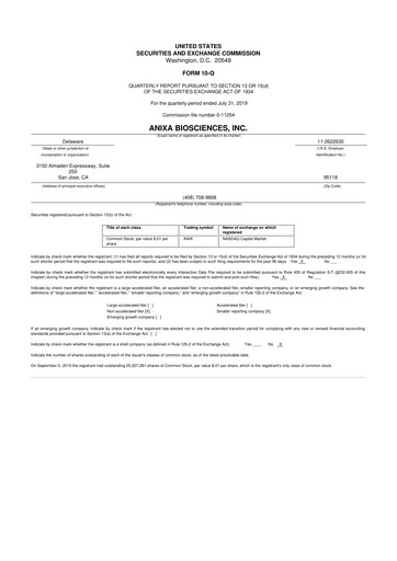 Vorschaubild Anixa Biosciences 10-Q Quartalsbericht 2019 