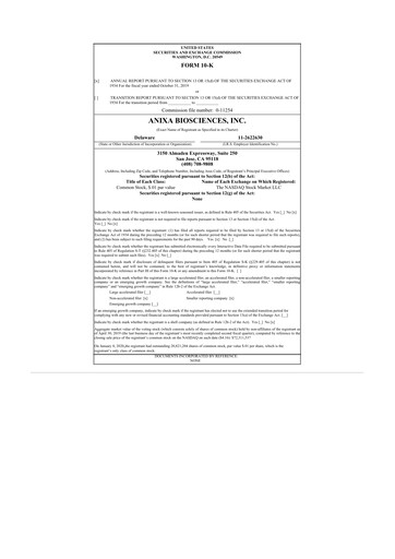 Thumbnail Anixa Biosciences 10-K Annual Report 2019