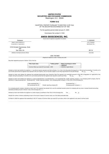 Vorschaubild Anixa Biosciences 10-Q Quartalsbericht 2020 