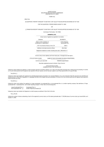 Vorschaubild Biomerica 10-Q Quartalsbericht 2021 