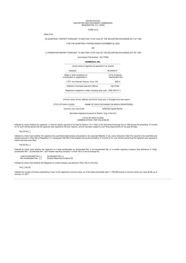 Vorschaubild Biomerica 10-Q Quartalsbericht 2021 