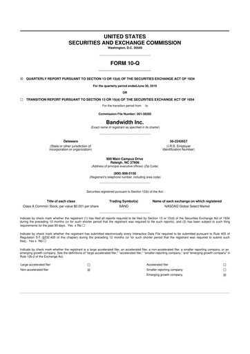 Vorschaubild Bandwidth 10-Q Quartalsbericht 2019 