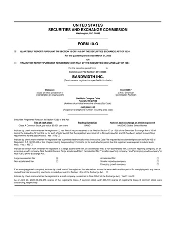 Vorschaubild Bandwidth 10-Q Quartalsbericht 2022 