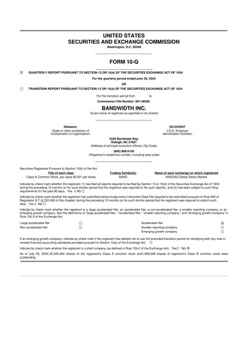 Vorschaubild Bandwidth 10-Q Quartalsbericht 2024 