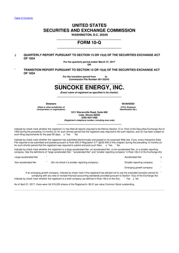 Thumbnail SunCoke Energy
 10-Q Quarterly Report FY2017 