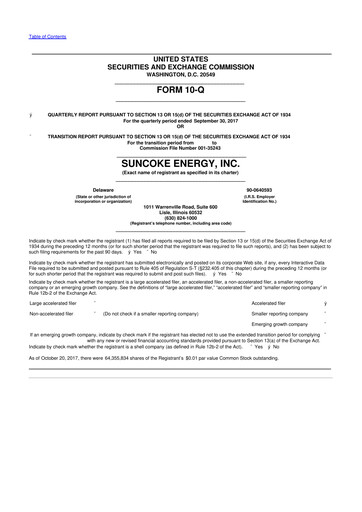 Thumbnail SunCoke Energy
 10-Q Quarterly Report FY2017 