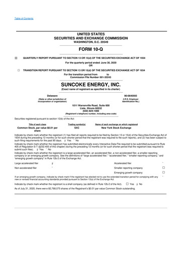 Thumbnail SunCoke Energy
 10-Q Quarterly Report FY2020 