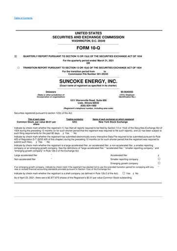 Thumbnail SunCoke Energy
 10-Q Quarterly Report FY2021 