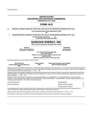 Thumbnail SunCoke Energy
 10-Q Quarterly Report FY2023 