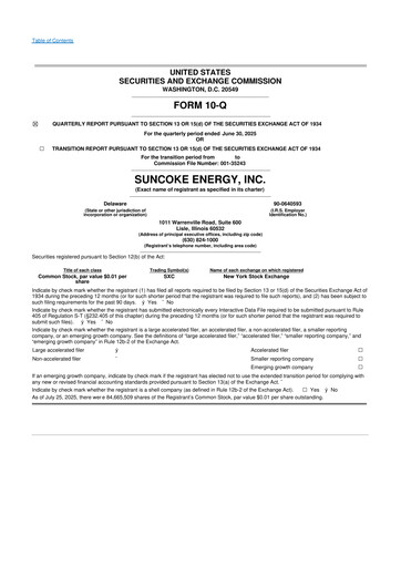 Thumbnail SunCoke Energy
 10-Q Quarterly Report FY2025 