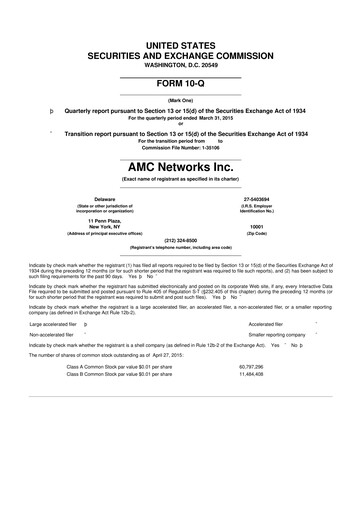 Thumbnail AMC Networks
 10-Q Quarterly Report FY2015 
