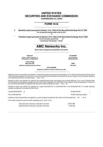 Thumbnail AMC Networks
 10-Q Quarterly Report FY2015 