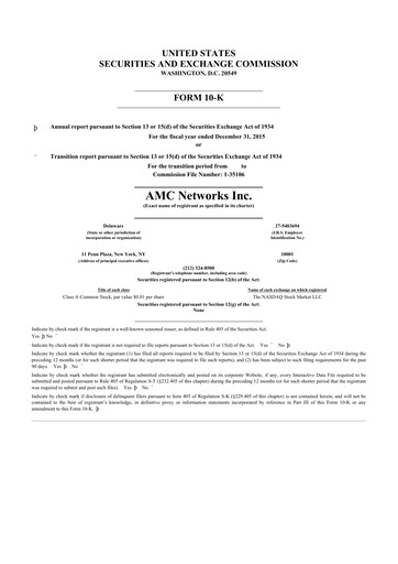 Thumbnail AMC Networks
 10-K Annual Report 2015