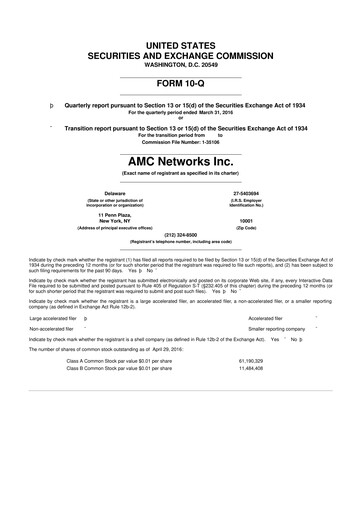 Thumbnail AMC Networks
 10-Q Quarterly Report FY2016 