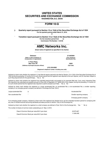 Thumbnail AMC Networks
 10-Q Quarterly Report FY2018 