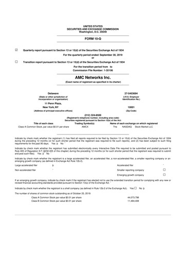 Thumbnail AMC Networks
 10-Q Quarterly Report FY2019 