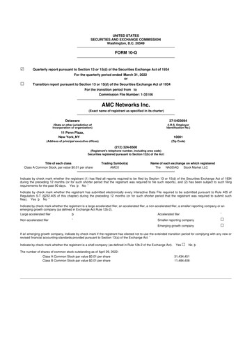 Thumbnail AMC Networks
 10-Q Quarterly Report FY2022 