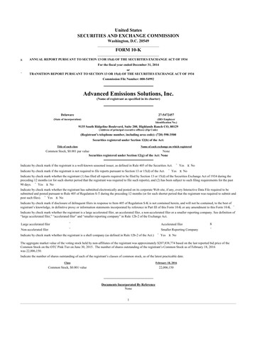 Thumbnail Arq Inc. 10-K Annual Report 2014