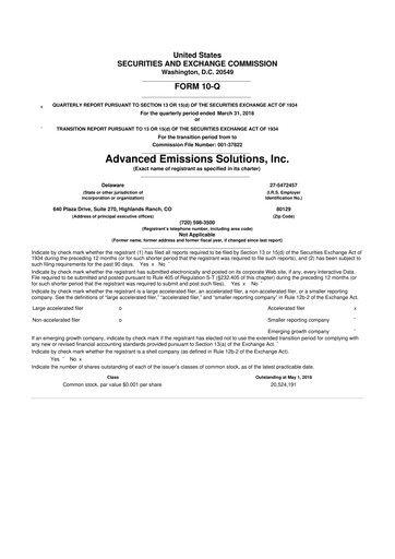 Vorschaubild Arq Inc. 10-Q Quartalsbericht 2018 