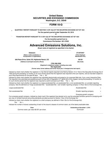 Vorschaubild Arq Inc. 10-Q Quartalsbericht 2018 