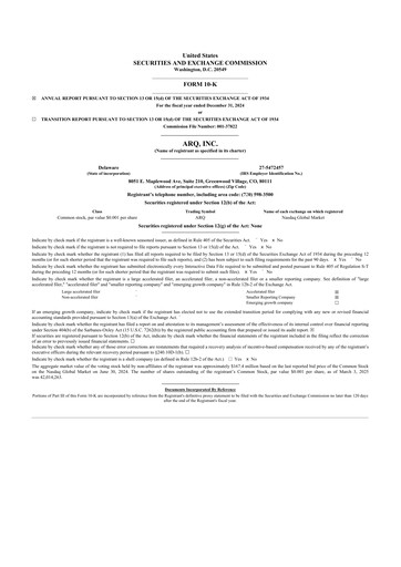 Thumbnail Arq Inc. 10-K Annual Report 2024