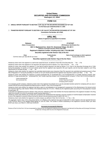 Vorschaubild Arq Inc. 10-K Jahresbericht 2025