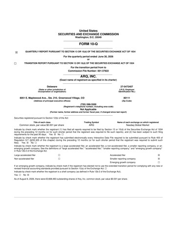 Thumbnail Arq Inc. 10-Q Quarterly Report FY2026 